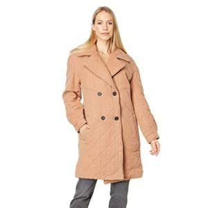 AVEC LES FILLES Quilted Doubled Breasted Cozy Camel Tan Coat Jacket